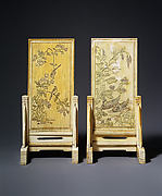 Pair of Table Screens with Flowers and Birds

