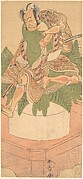 The Fourth Ichikawa Danjuro as a Yakko (servant) seated upon a Large Cake of Mochi Prepared for the New Yer Celebration