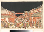 Perspective Picture (Uki-e): Theater District at Dawn on Opening Day of the Kabuki Season