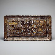 Rectangular Tray with Scene from the Tale of Genji