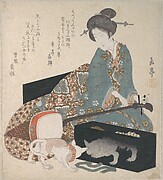 Woman Tuning a Shamisen