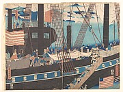 Foreign Traders at Yokohama Transporting Merchandise to Foreign Ships