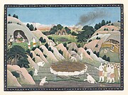 The Monkey King Vali's Funeral Pyre; from a Ramayana series

