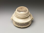 Incense Burner (koro) and Cover with Molded and Reticulated Design