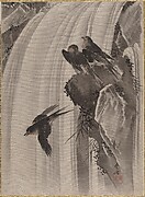 Swallows by a Waterfall
