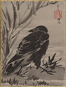 Crow and Reeds by a Stream