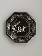 Octagonal Dish with Flowering Plum and Birds



