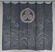 Noren with Design of Oak-Leaf Crest, Plovers, and Waves