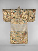 Noh Robe (Nuihaku) with Design of Butterflies, Chrysanthemums, Maple Leaves, and Miscanthus Grass