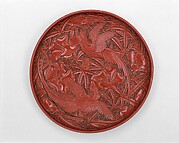 Round Dish with Birds and Hollyhock
