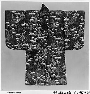 Noh Robe with Pattern of Young Pines and Snow-Covered Bamboo on a Red Ground