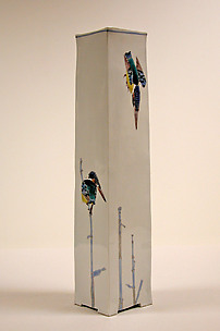 Tall Vase with Kingfishers