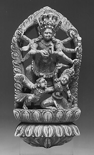 Wrathful Eight-Armed Goddess Slaying a Demon with the Help of Garuda
