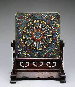 Desk Screen with Stylized Floral Design

