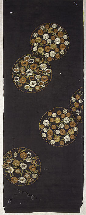 Piece from a Kosode with Pattern of Scattered Snow Roundels (Yukiwa) Filled with Small Flowers