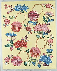 Bingata Panel with Chrysanthemums and Snow Circles