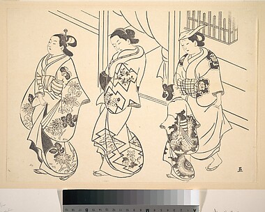 Three Courtesans and a Kamuro Strolling in the Street