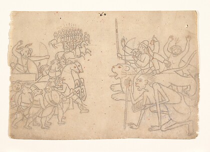 Durga and Kali Approach the Gathered Armies of Chanda and Munda: Scene from the Devi Mahatmya
