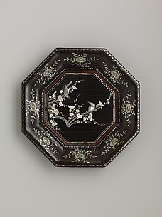 Octagonal Dish with Flowering Plum and Birds



