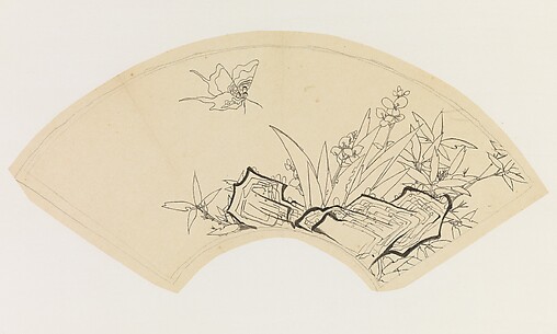 Butterfly, Bamboo, Flowers, and Rock, after Chen Hongshou