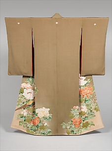 Kimono with Design of Pheasant amidst Peonies