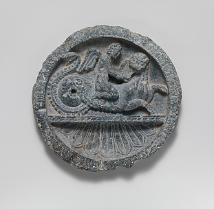 Dish with Winged Eros Riding a Lion-Headed Sea Monster