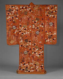 Outer Robe (Uchikake) with Fans and Flowers