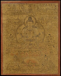 Sadaksari-Lokesvara Surrounded by Manifestations and Monks