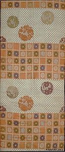 Obi with Pattern of Checks and Floral Roundels