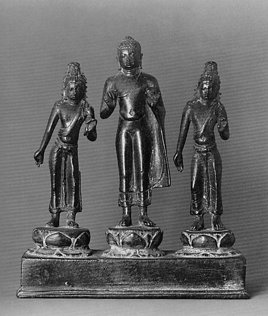 Buddha Flanked by the Bodhisattvas Avalokiteshvara and Maitreya