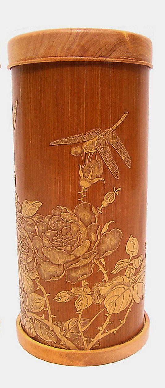 Brush Holder with Gardenias, Butterfly, and Dragonfly


