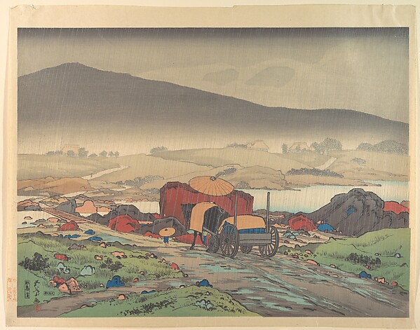 Cart in Rainy Landscape