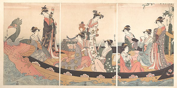 Hosoda Eishi: A Boat with a Phenix Figure-Head — 鷁首船