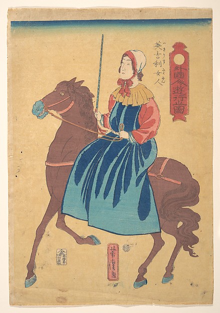 歌川芳虎: Englishmen Woman on Horseback - 浮世絵検索