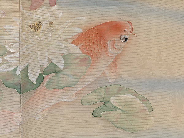 Summer Kimono with Carp, Water Lilies, and Morning Glories