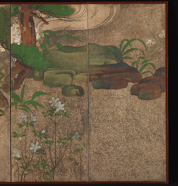 Spring Trees and Grasses by a Stream

