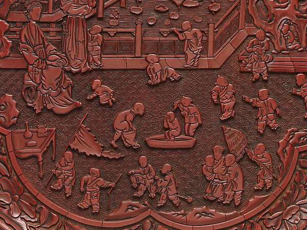Platter with Scene of Children at Play in a Garden

