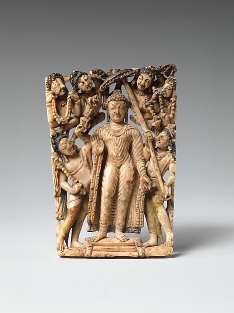Panel from a Portable Shrine: The Descent of the Buddha from Trayastrimsha Heaven

