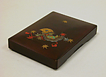 Writing Box with Design of Maple Leaves and Bugaku Hat from the Tale of Genji