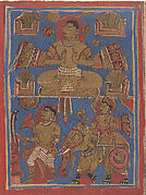 Kamatha Performing the Five Fire Penances (top) and Parsvanatha Rescuing the Snake Dharana (bottom): Folio from a Kalpasutra Manuscript