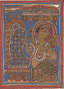 Shakra (Indra) Reveres the Embryo of Mahavira: Folio from a Kalpasutra Manuscript