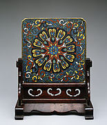 Desk Screen with Stylized Floral Design

