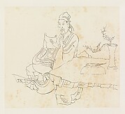 Gentleman Seated at a Stone Table, after Chen Hongshou