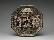 Octagonal Tray with Eighteen Scholars of the Tang