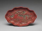 Oval Dish with Immortals Playing Weiqi



