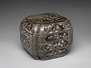 Tiered Box with Figural Scene, Flowers, and Birds

