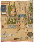 Maharana Amar Singh II with Ladies of the Zenana outside the Picture Hall at Rajnagar