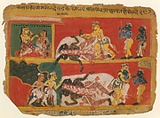 Bhima Slays Jarasandha: Page from a Dispersed Bhagavata Purana Manuscript