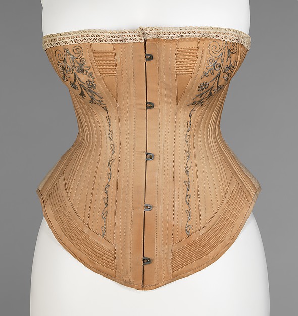 Corset 1891 French. Corset. French. 1891. silk, cotton, whale bone