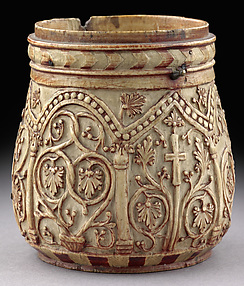 Pyxis with Crosses and Vine Scrolls